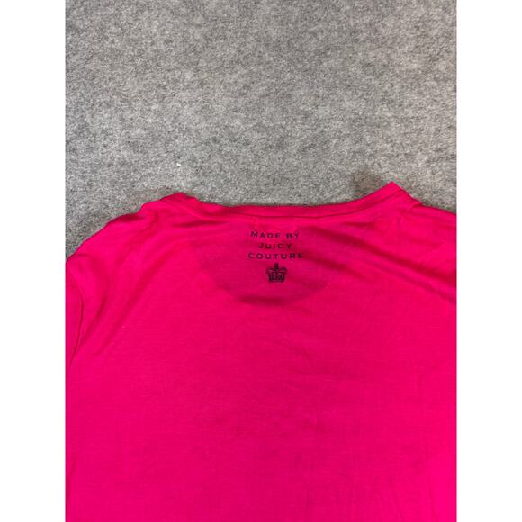 Juicy Couture High Low Graphic Tunic Top Womens Medium Pink Sequin Coquette Y2K - Picture 4 of 7